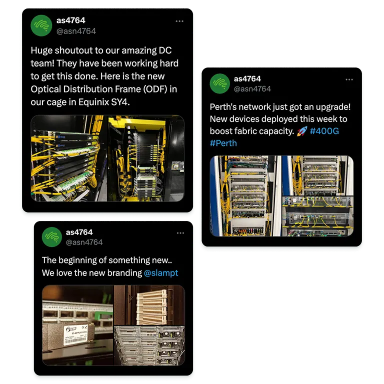 Screenshots from the Network Team's X account
