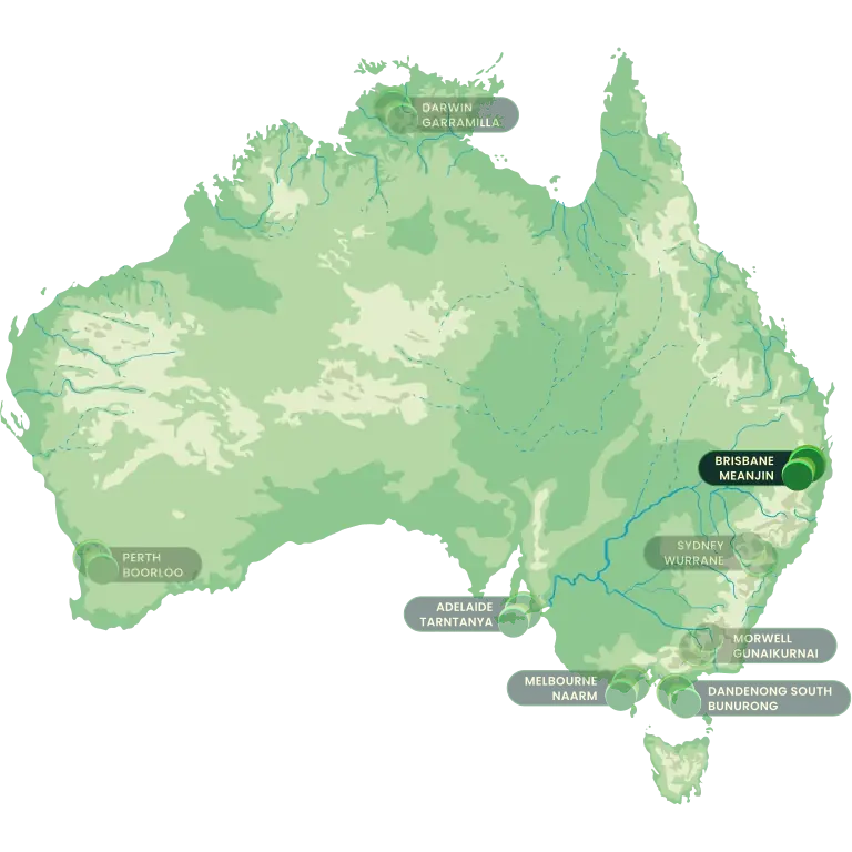 Map of office locations in Australia with Offices in QLD highlighted