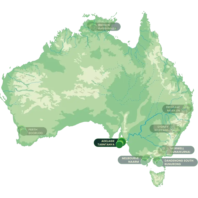 Map of office locations in Australia with Offices in SA highlighted