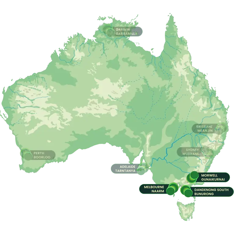 Map of office locations in Australia with Offices in VIC highlighted
