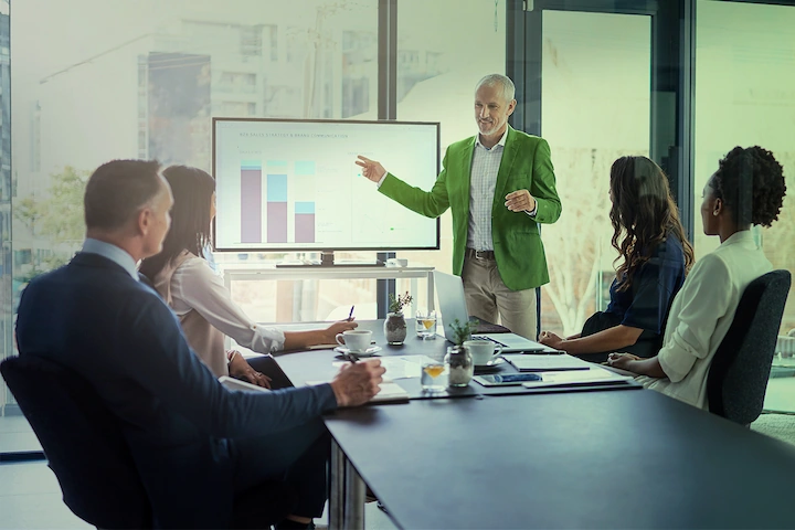 Person presenting at a meeting