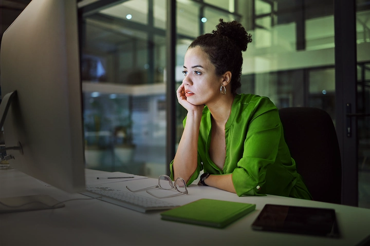 Person looking at a computer monitor